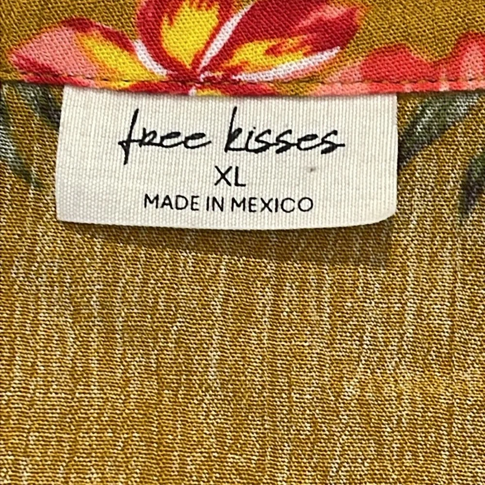 FREE KISSES GIRLS SIZE XL Floral Tie-Front Top in Mustard